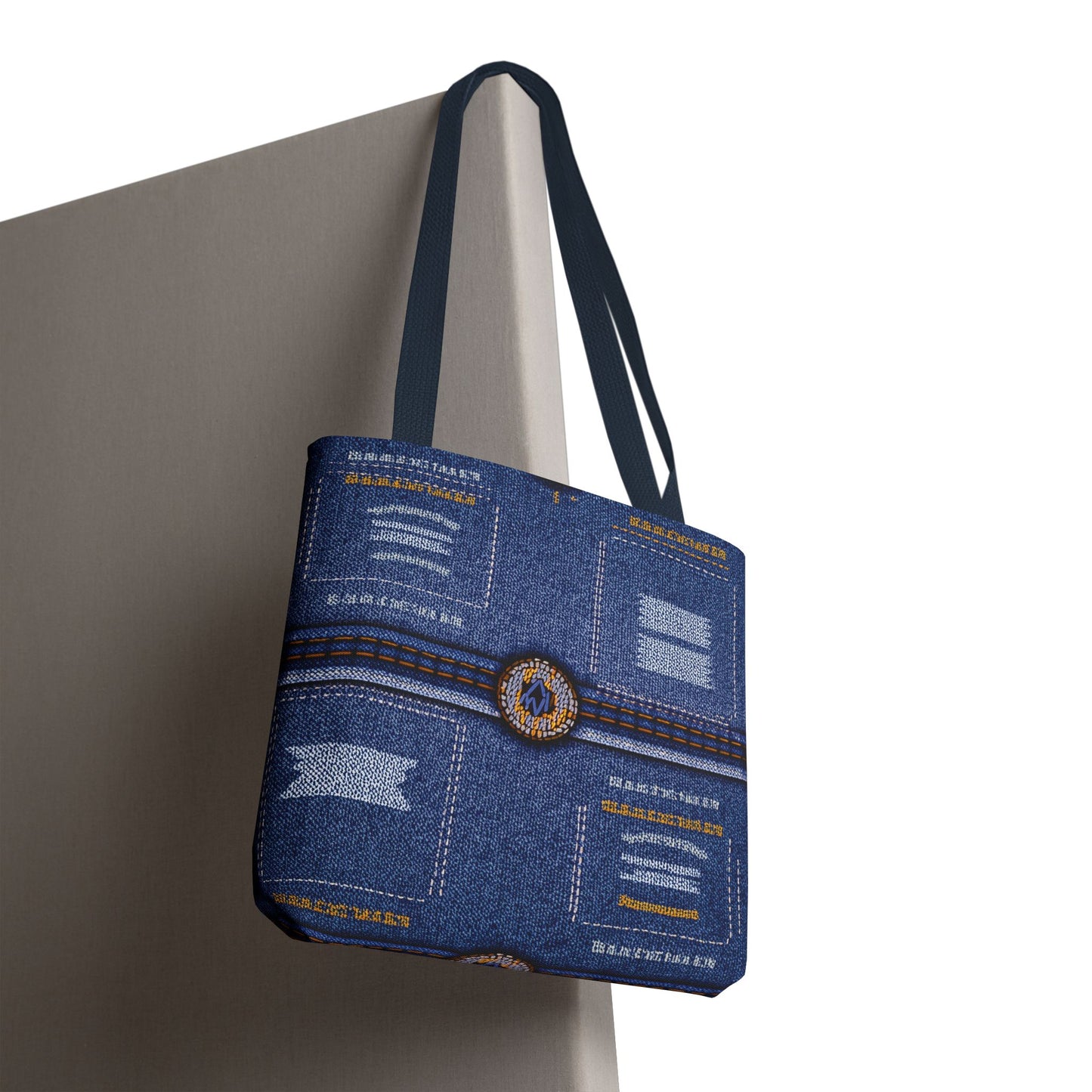 Denim Fabric Imitation Print Unisex Canvas Bag Poly Spun 3 Sizes Tote Bag 136
