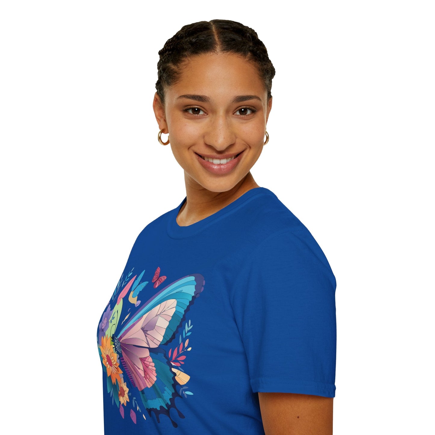 Gildan Butterfly T Shirt Unisex Softstyle 64000 Monarch Print Lightweight Breathable Cotton Tee