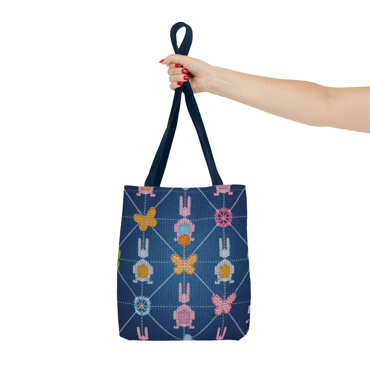 Easter Graphic Design Denim Fabric Imitation Print Unisex Canvas Bag Poly Spun 3 Sizes Tote Bag 204-12