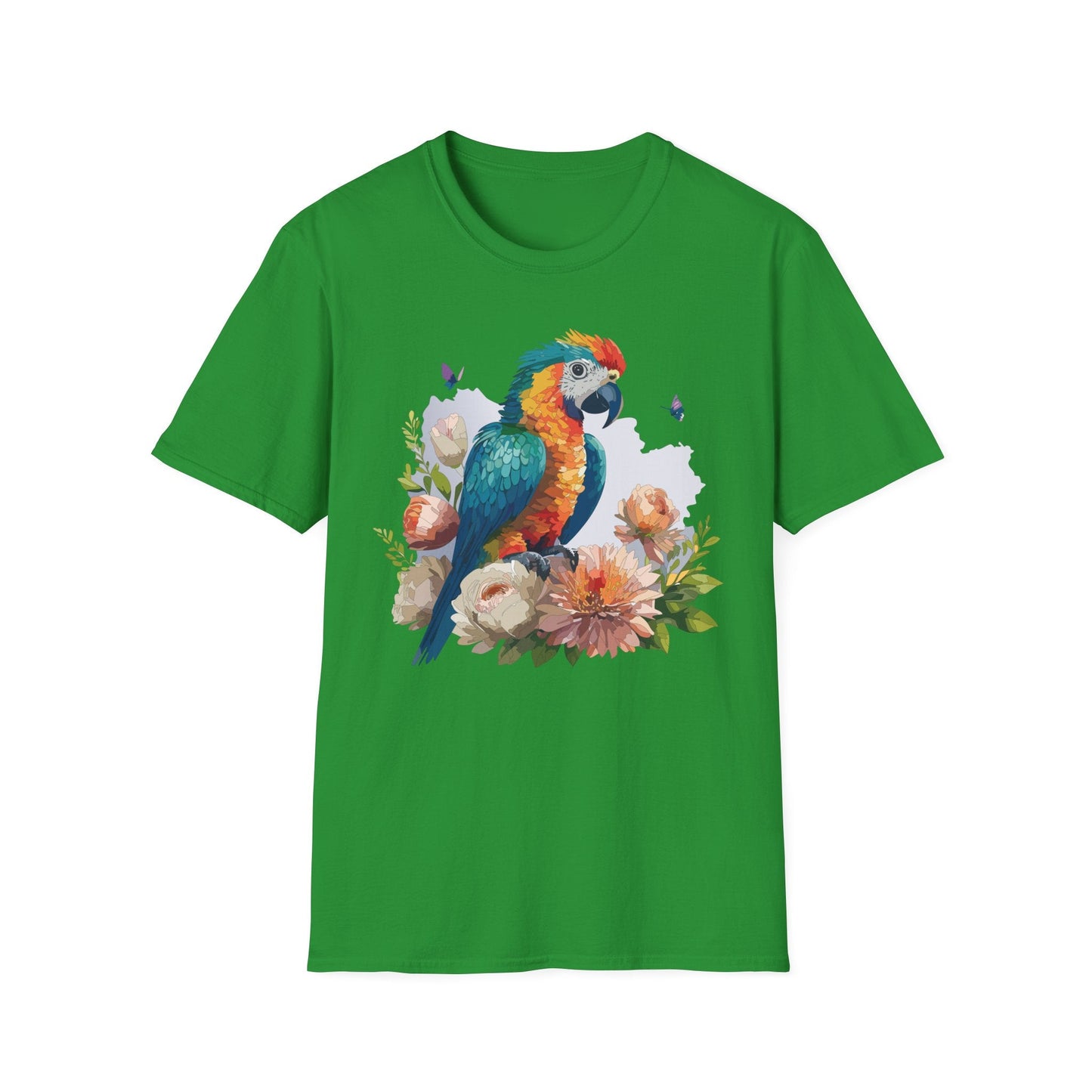 Bird T Shirt Floral Bird Print Unisex Softstyle Cotton Tee Animal Graphic Tee For Everyday Wear