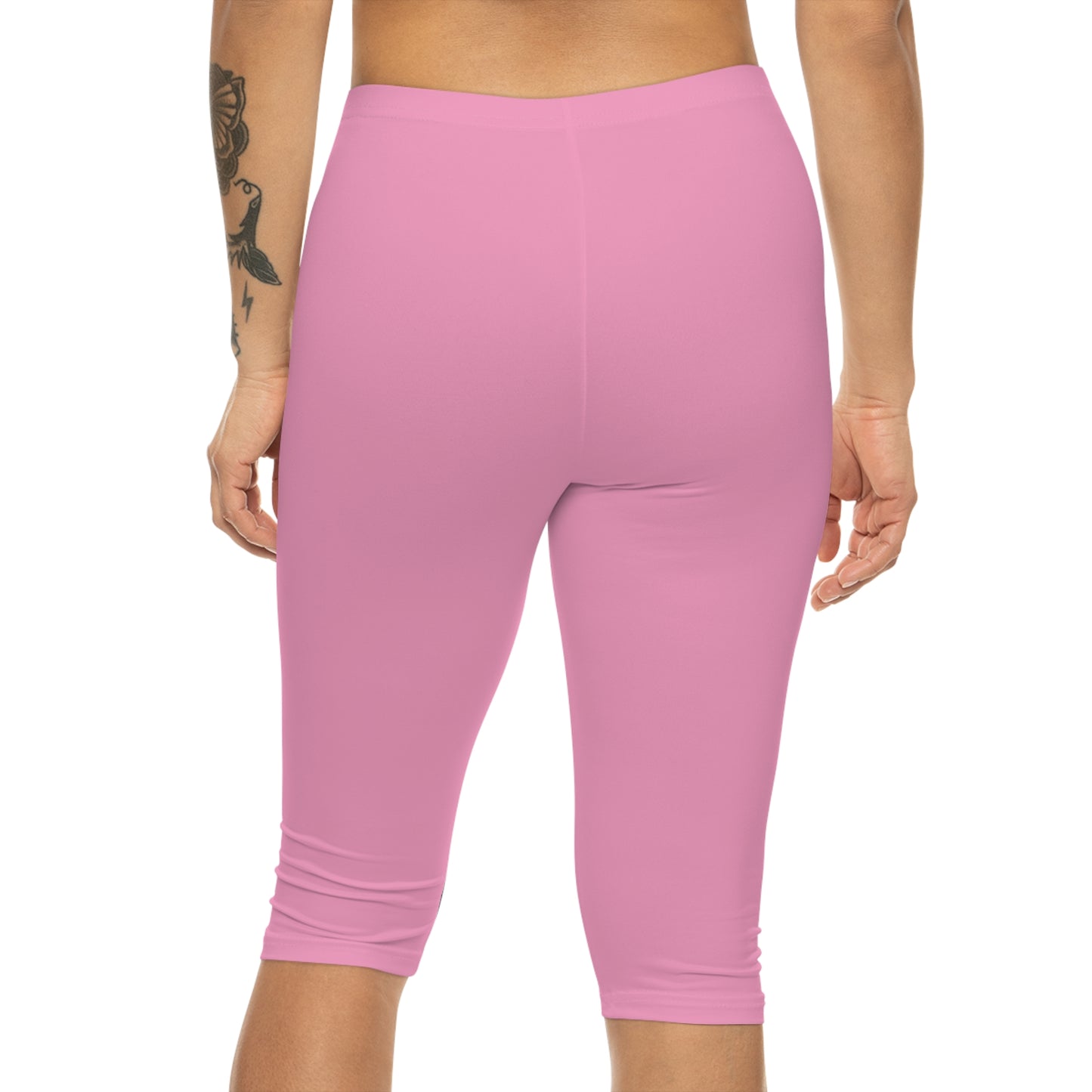 Doll Pink Color Women's Brushed Suede Poly Span Casual Capri Leggings XS-2XL