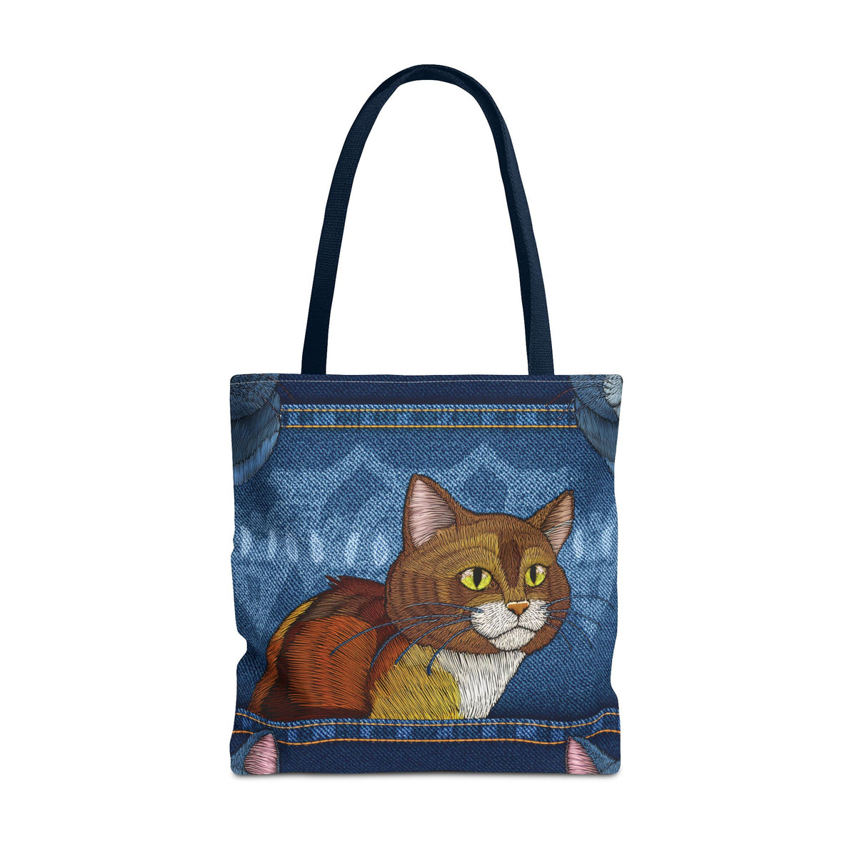 Denim Fabric Imitation Print Unisex Canvas Bag Poly Spun 3 Sizes Tote Bag 190-5