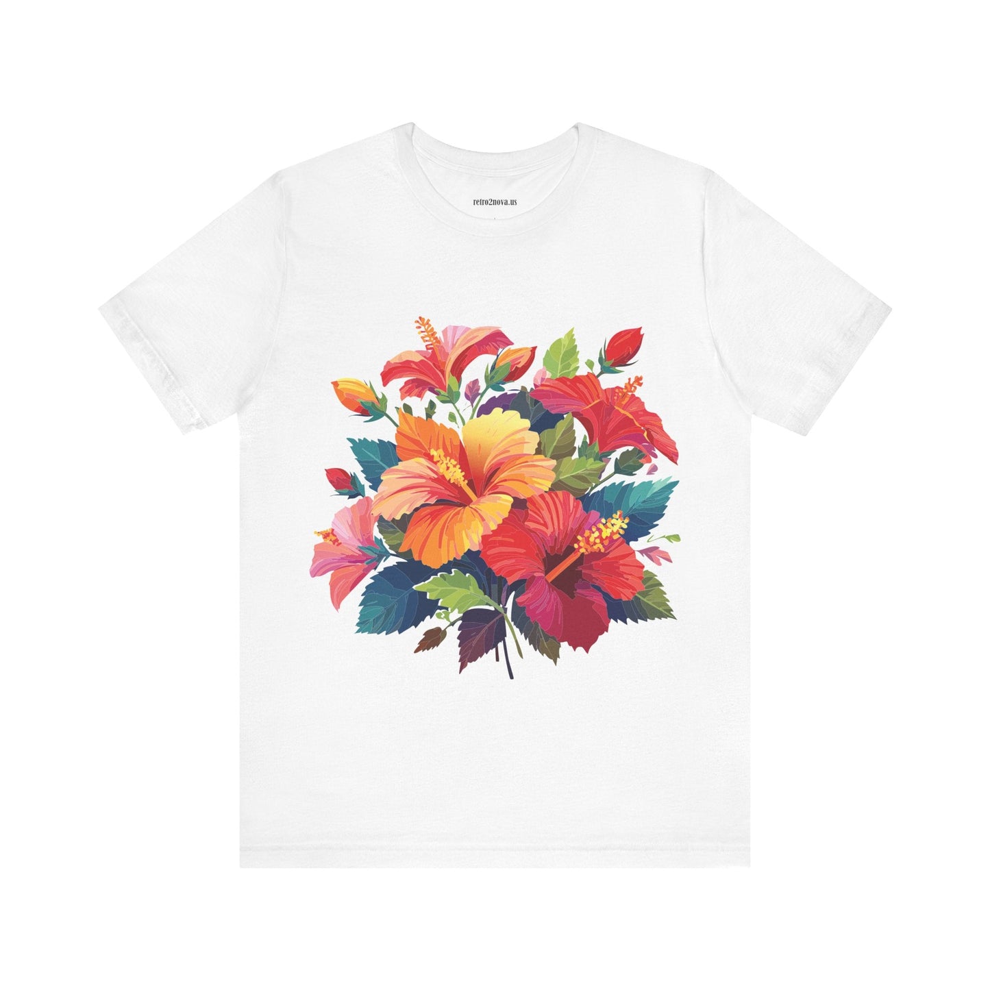 Retro2Nova Floral Shirt Unisex Jersey Short Sleeve Tee From Flowers Collection Bold Vibrant Design