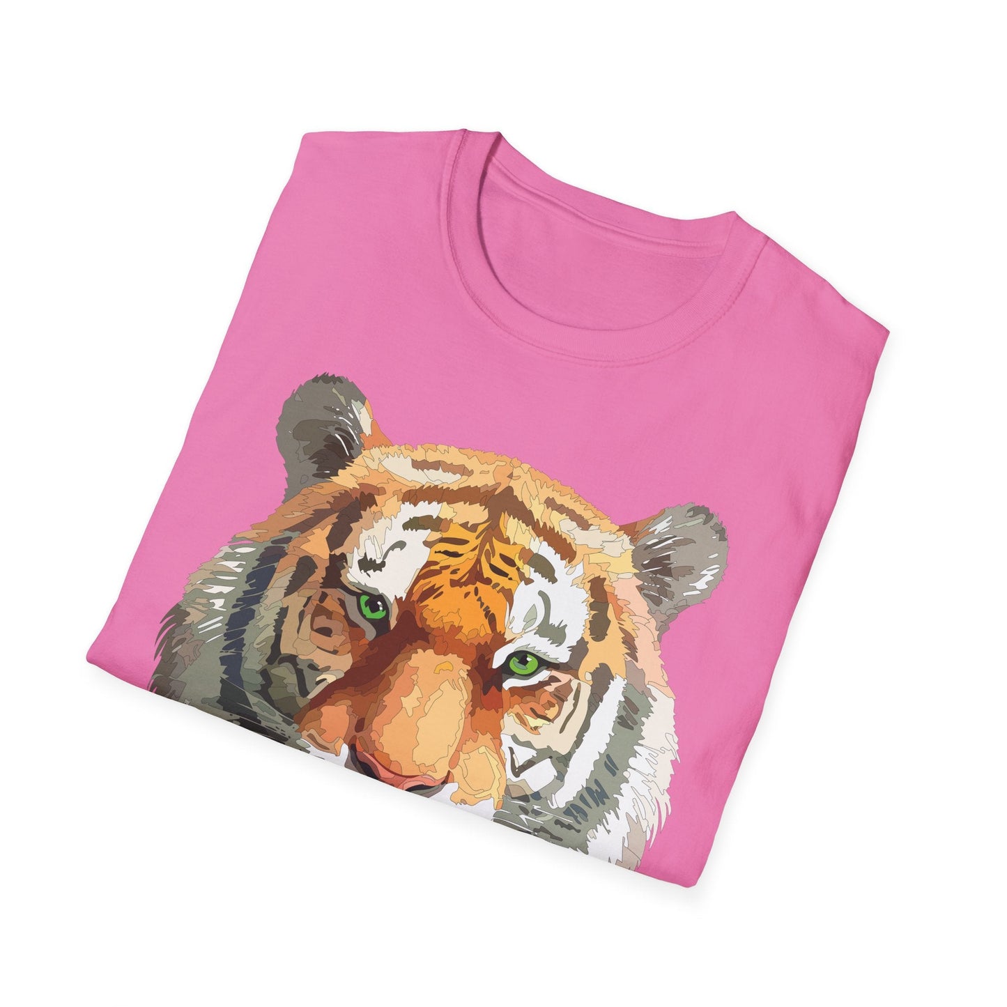 Tiger Print Shirt Unisex Animal Tee Gildan Softstyle 64000 Cotton Comfort