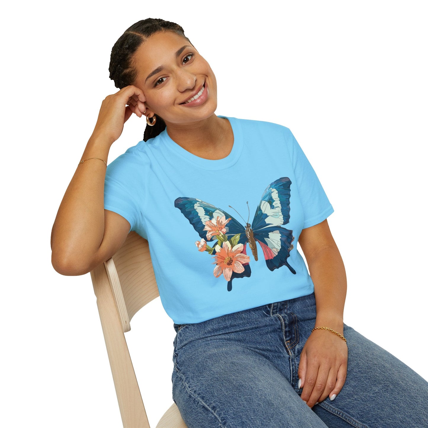Butterfly Themed Unisex T Shirt Monarch Design Softstyle 64000 100 Cotton Tee For Everyday Comfort