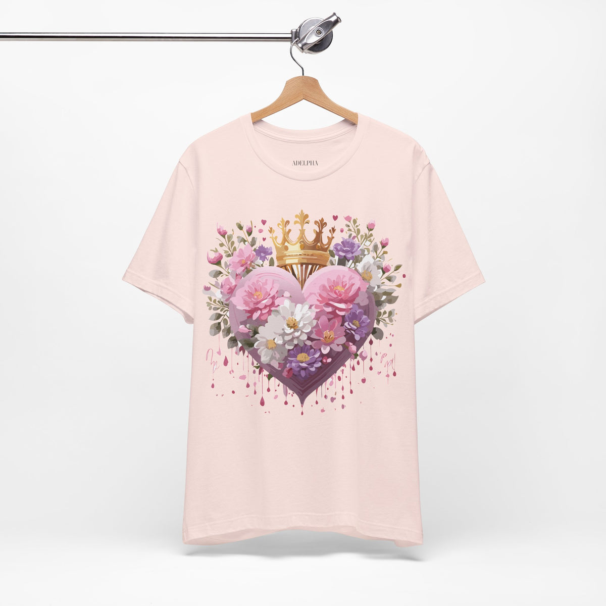 Valentine's Day Graphic Unisex Cotton Bella+Canvas Tee with Floral Art Design d129