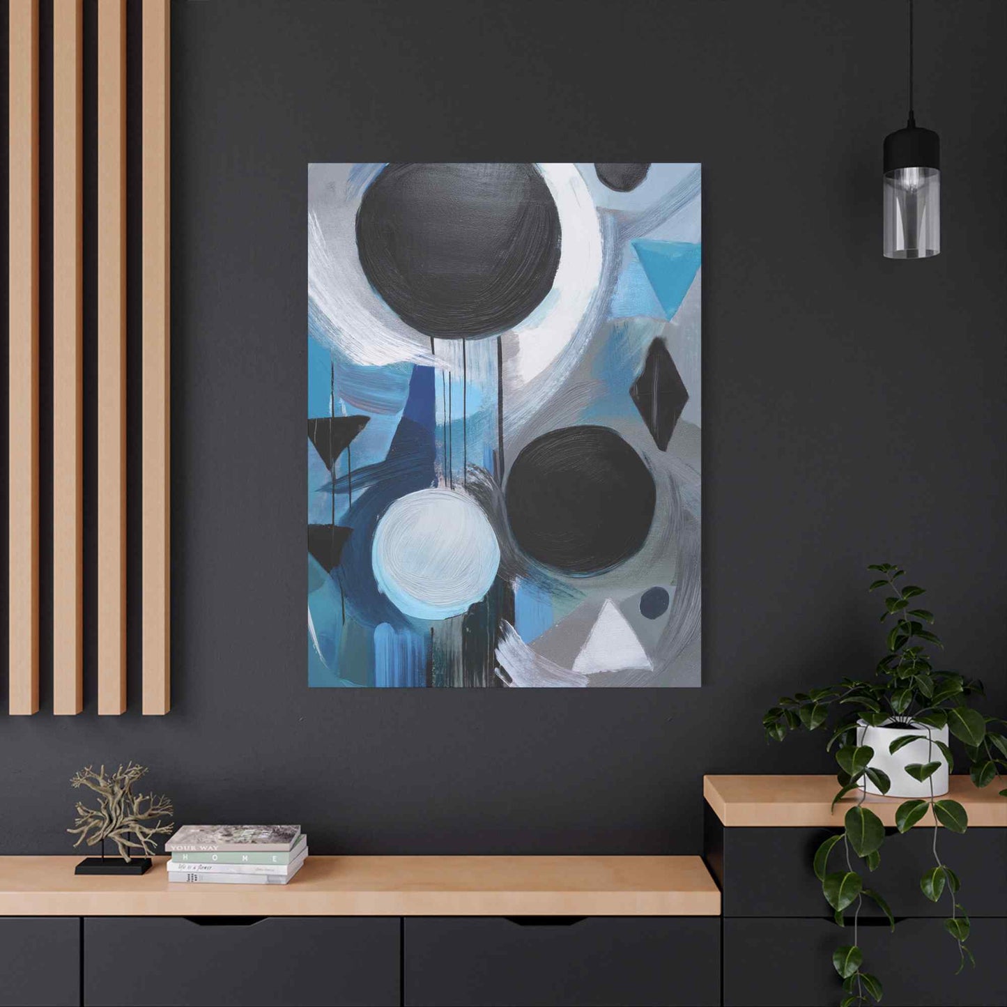 Blue Abstract Painting Print Canvas 20x24,20x30,24x30, 24x32,24x36,30x40, 32x48,36x48,40x60 Pine-Wood Inner Frame ABS-30