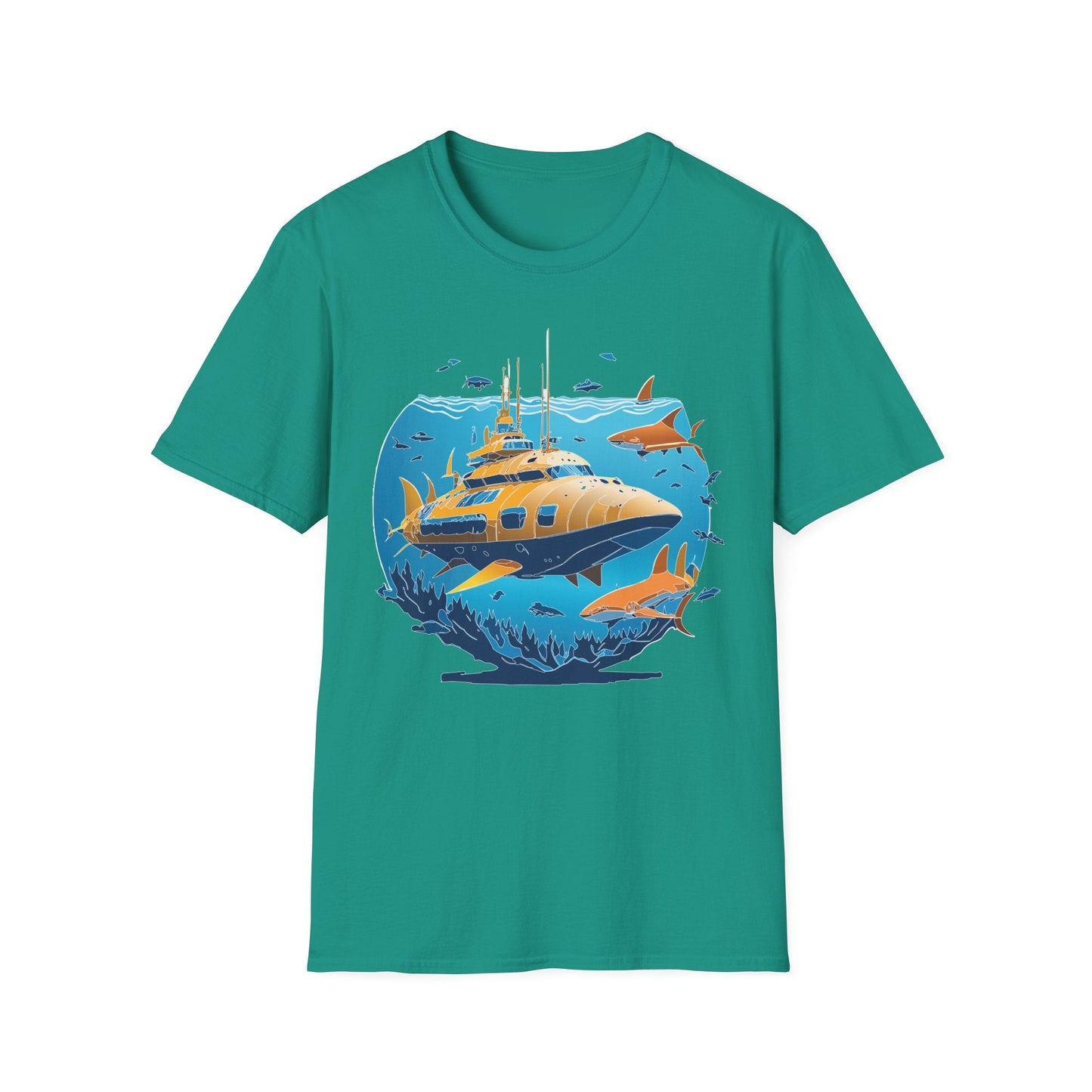 Ocean T Shirt Unisex Gildan Softstyle 64000 100 Percent Cotton Ring Spun U Boat Design Graphic
