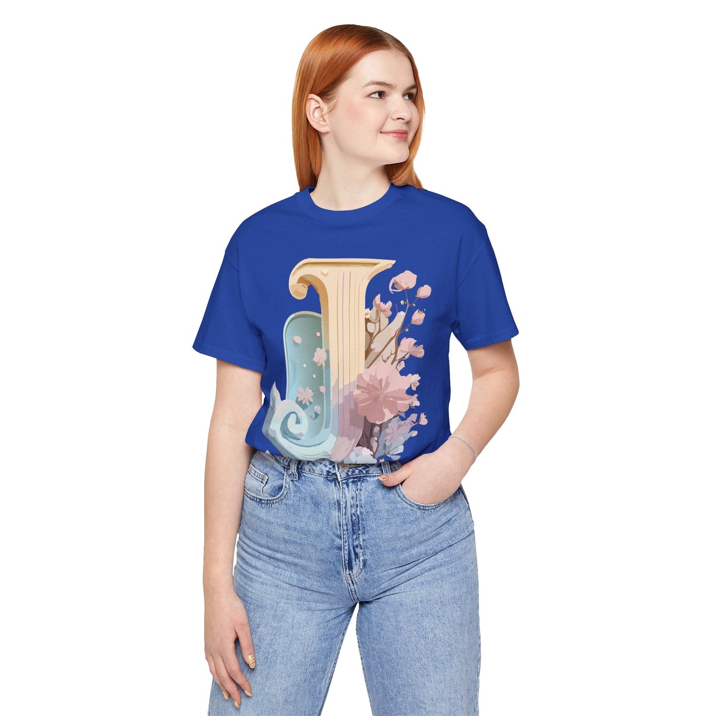 Adelpha Letter J Shirt Unisex Graphic Tee Vintage Inspired Art Design Short Sleeve