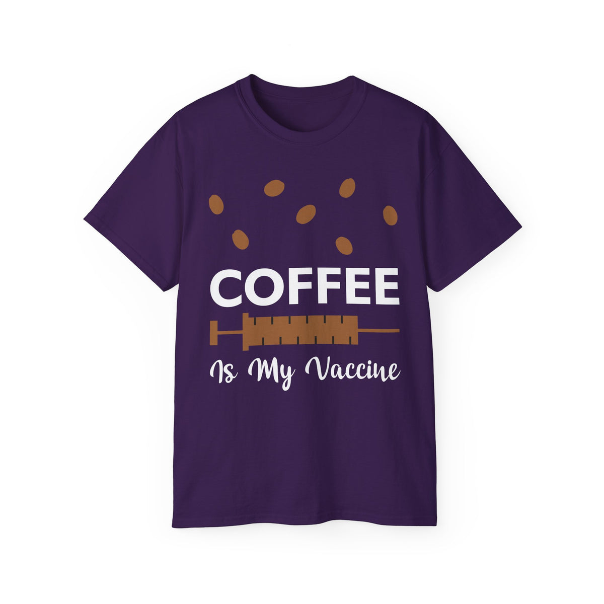 Coffee Is My Vaccine Tee | Coffee Beans & Syringe Graphic