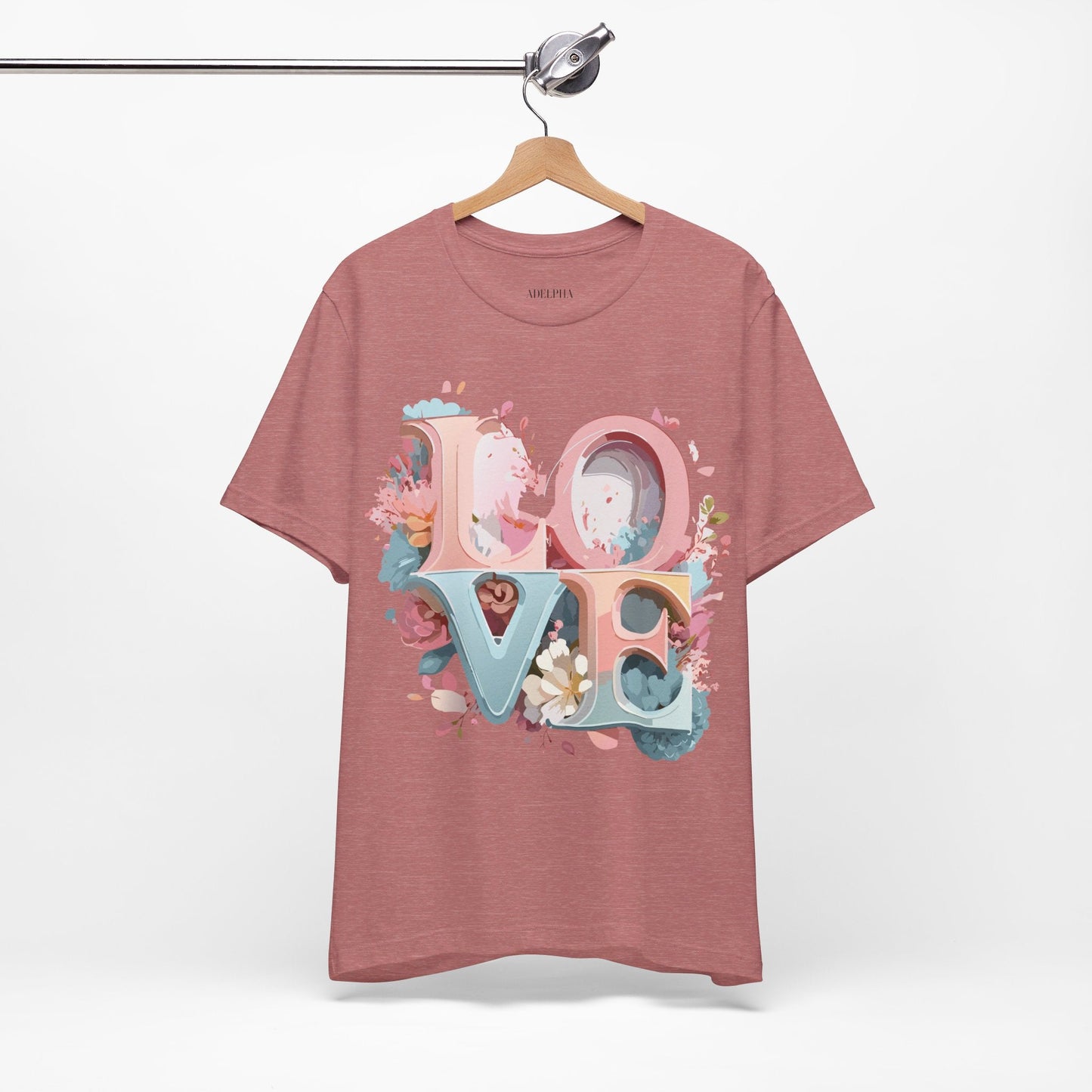 Valentine Day Graphic Unisex 100 Cotton Vintage Artwork with Love and Flower Design Tee 47