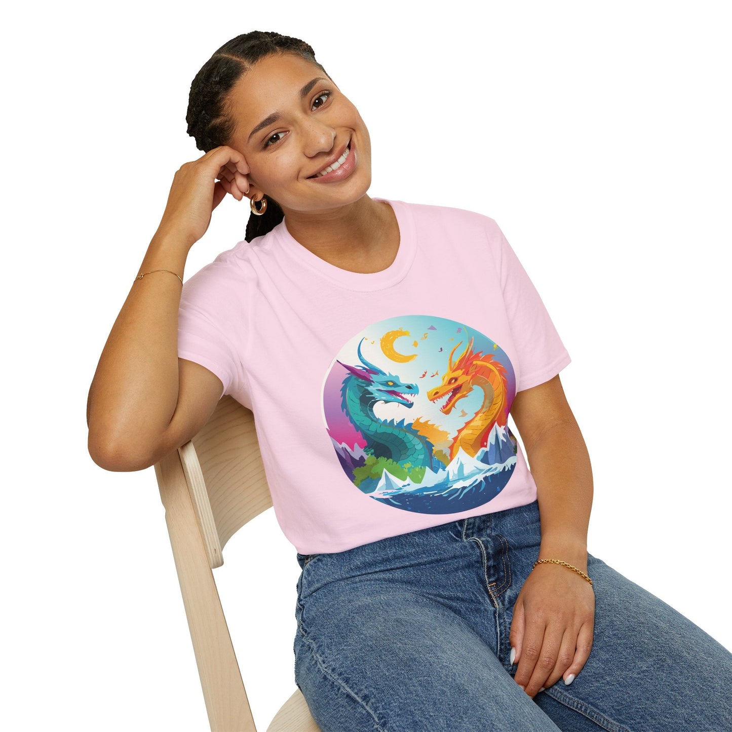 Dragon Graphic Unisex Cotton Softstyle Art Design Tee With Animals 29