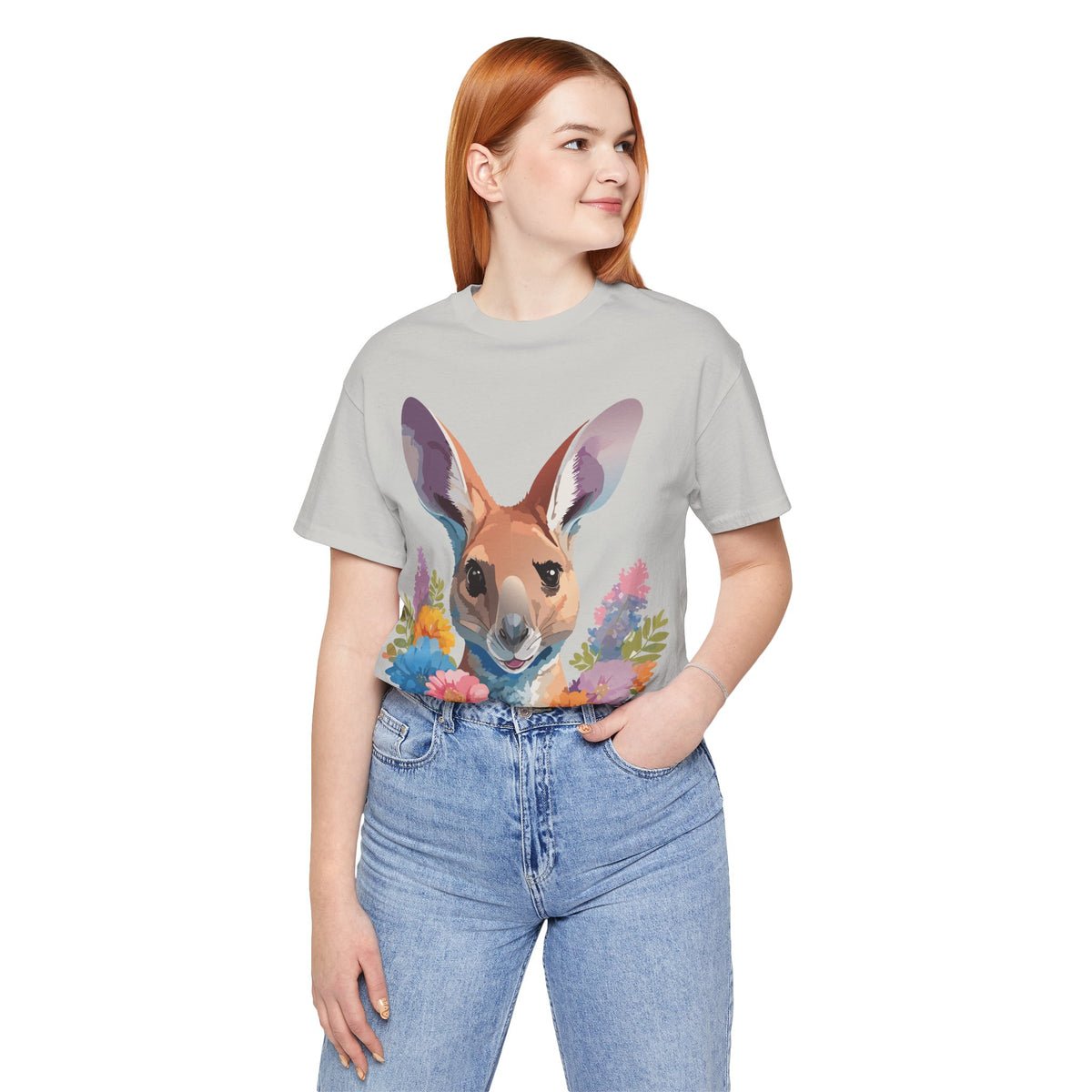 Kangaroo Graphic Unisex Cotton Bella+Canvas Tee with Art Animal Design e311