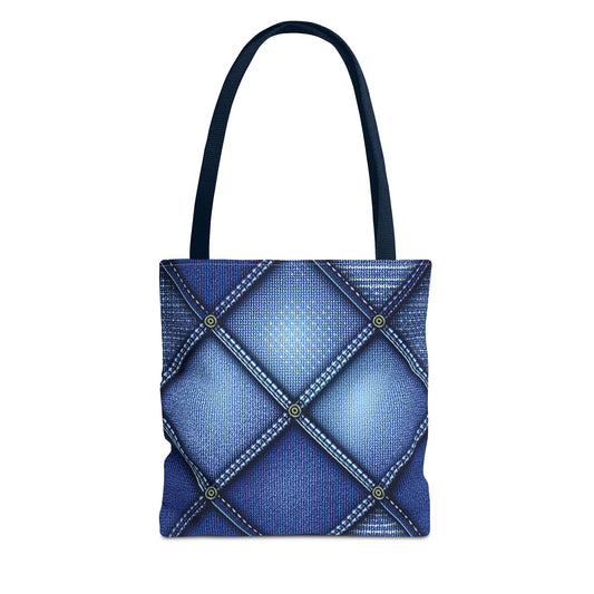 Denim Fabric Imitation Print Unisex Canvas Bag Poly Spun 3 Sizes Tote Bag 115