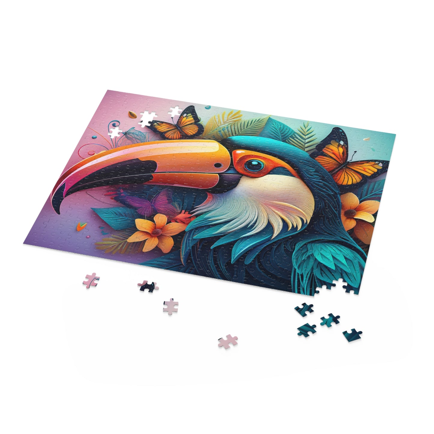 Puzzles-37 Kids Toucan Puzzle 500-Piece  Floral Toucan Puzzle 500-Piece, Birds Kids Puzzles Size: 16" x 20",  Ages 9+