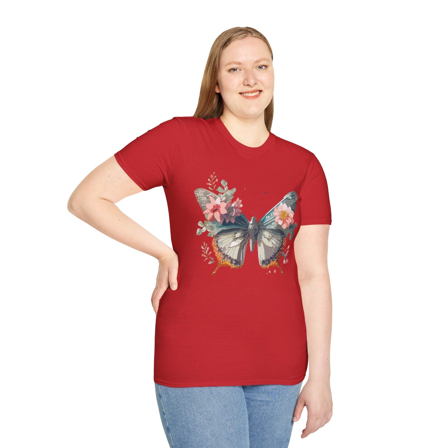 Butterfly Shirt Unisex Softstyle T Shirt Gildan 64000 Lightweight Ring Spun Cotton Monarch Design