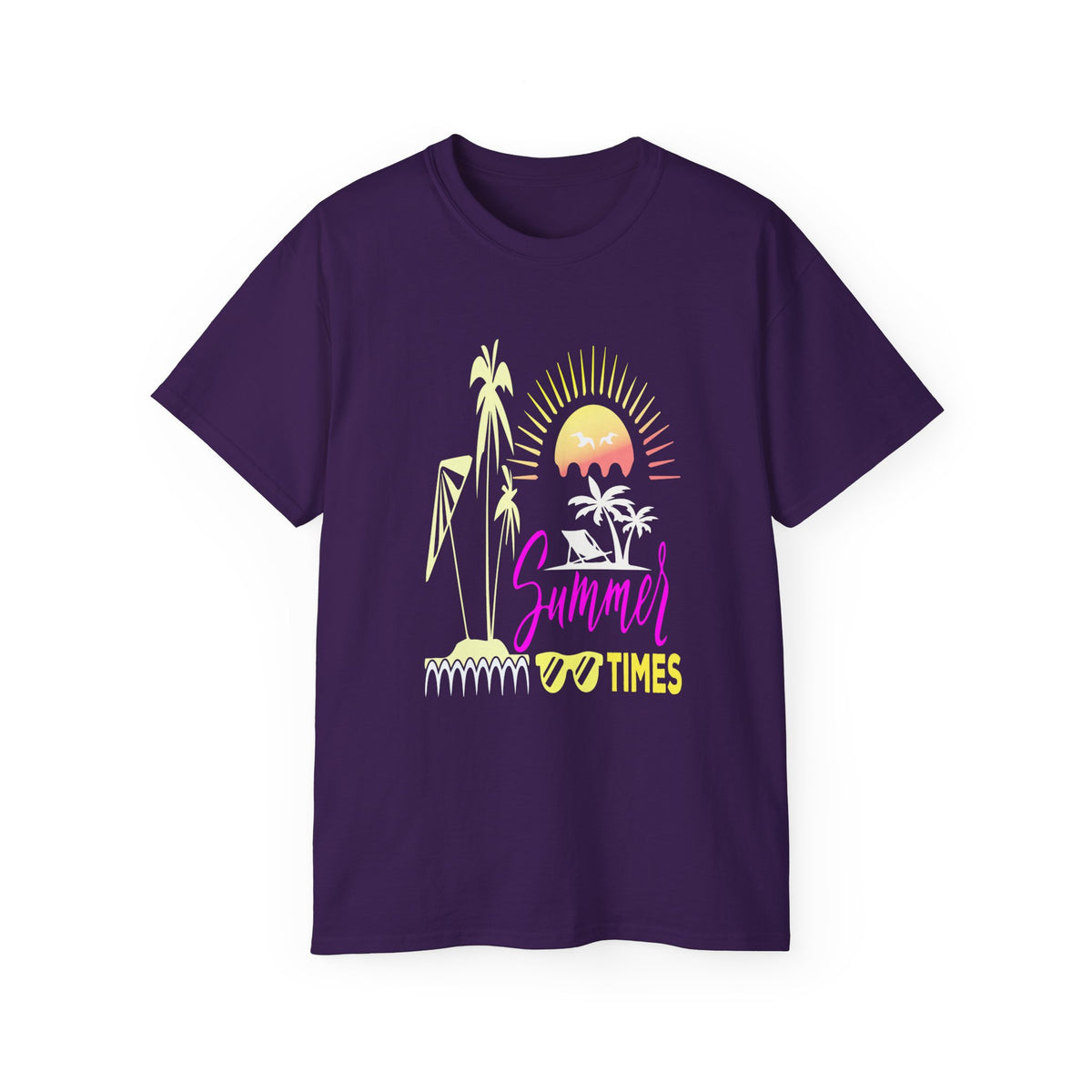 Summer Times tropical sunset Tee | palm trees, sunglasses, retro beach design
