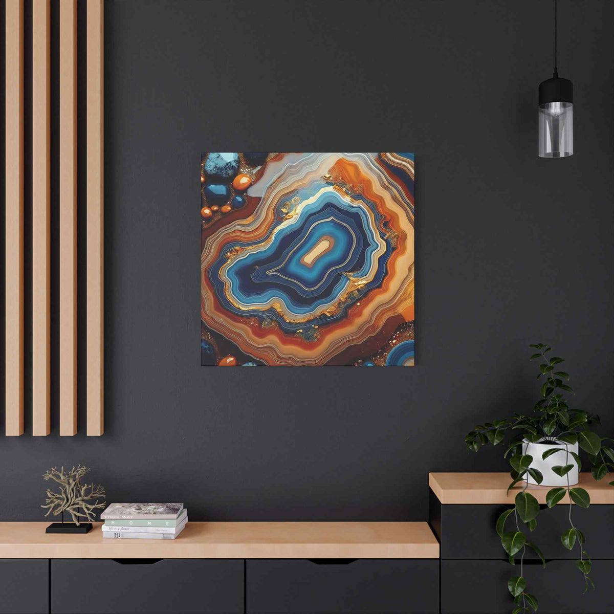 Agate Stone Graphic Print Canvas, Oil Paint Print 20x20, 24x24, 30x30, 32x32, 36x36 Canvas Pine-Wood Inner Frame MC-189
