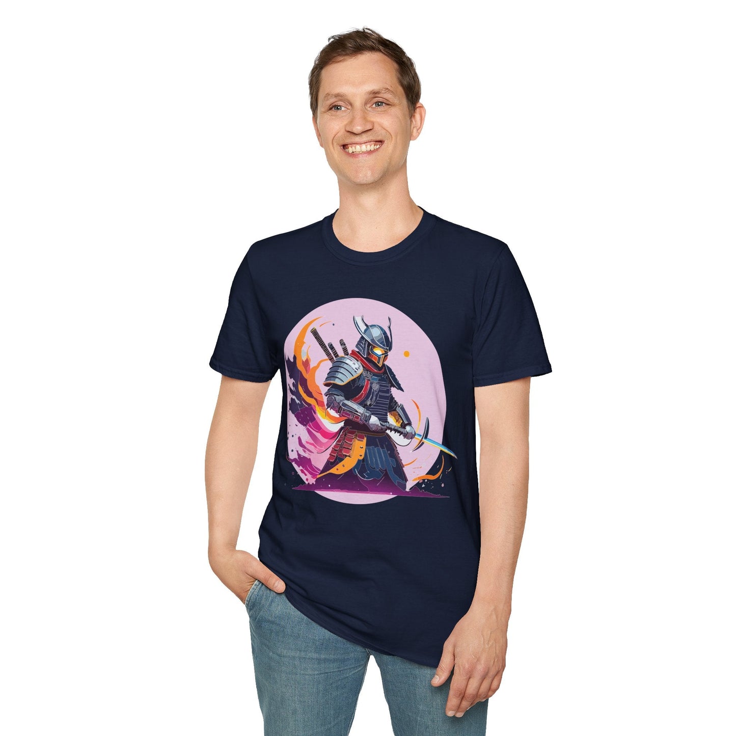 Samurai Shirt Unisex Short Sleeve Tee With Samurai Print Softstyle Gildan 64000 Ring Spun Cotton
