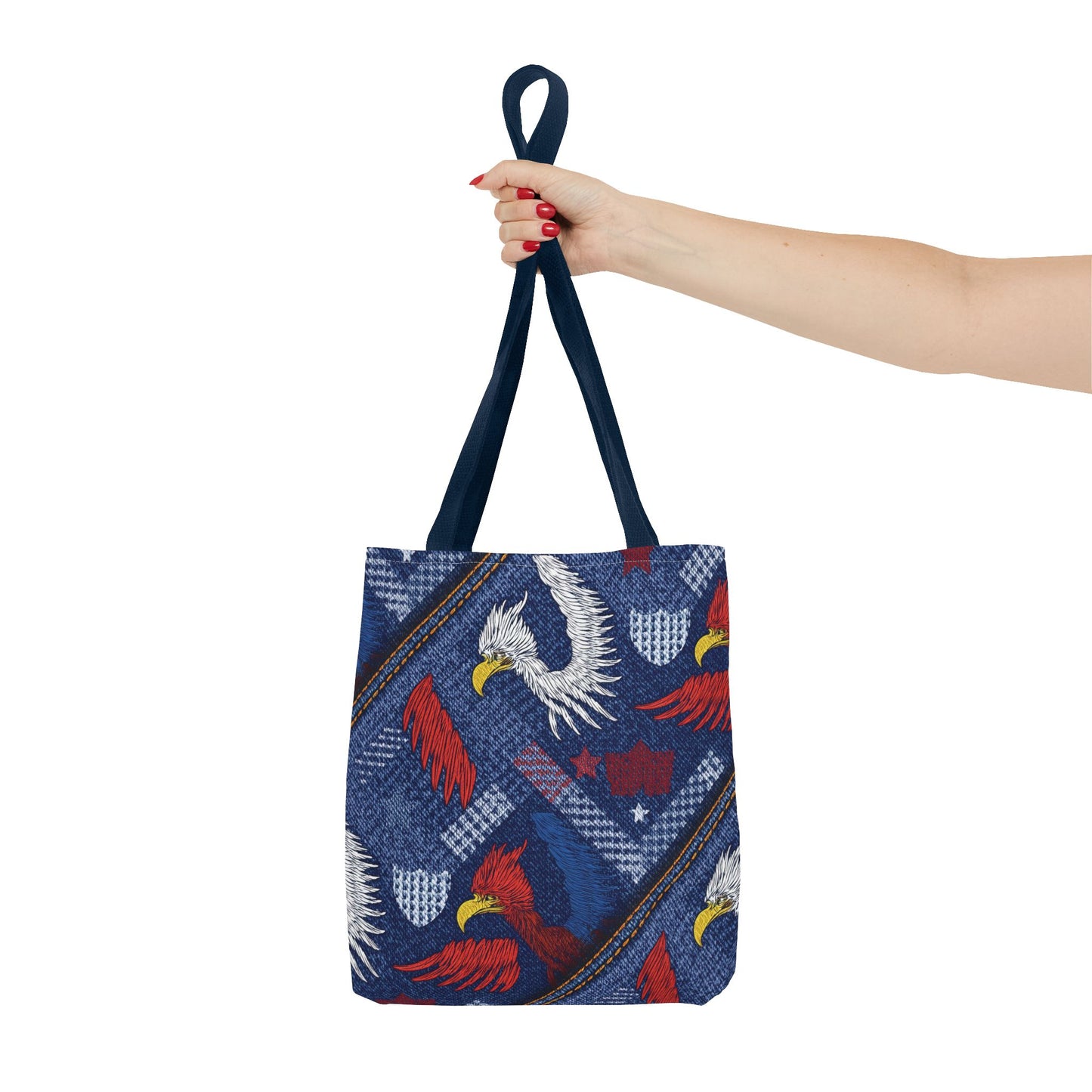 4th of July Graphic Denim Fabric Imitation Print Unisex Canvas Bag Poly Spun 3 Sizes Tote Bag 200-2