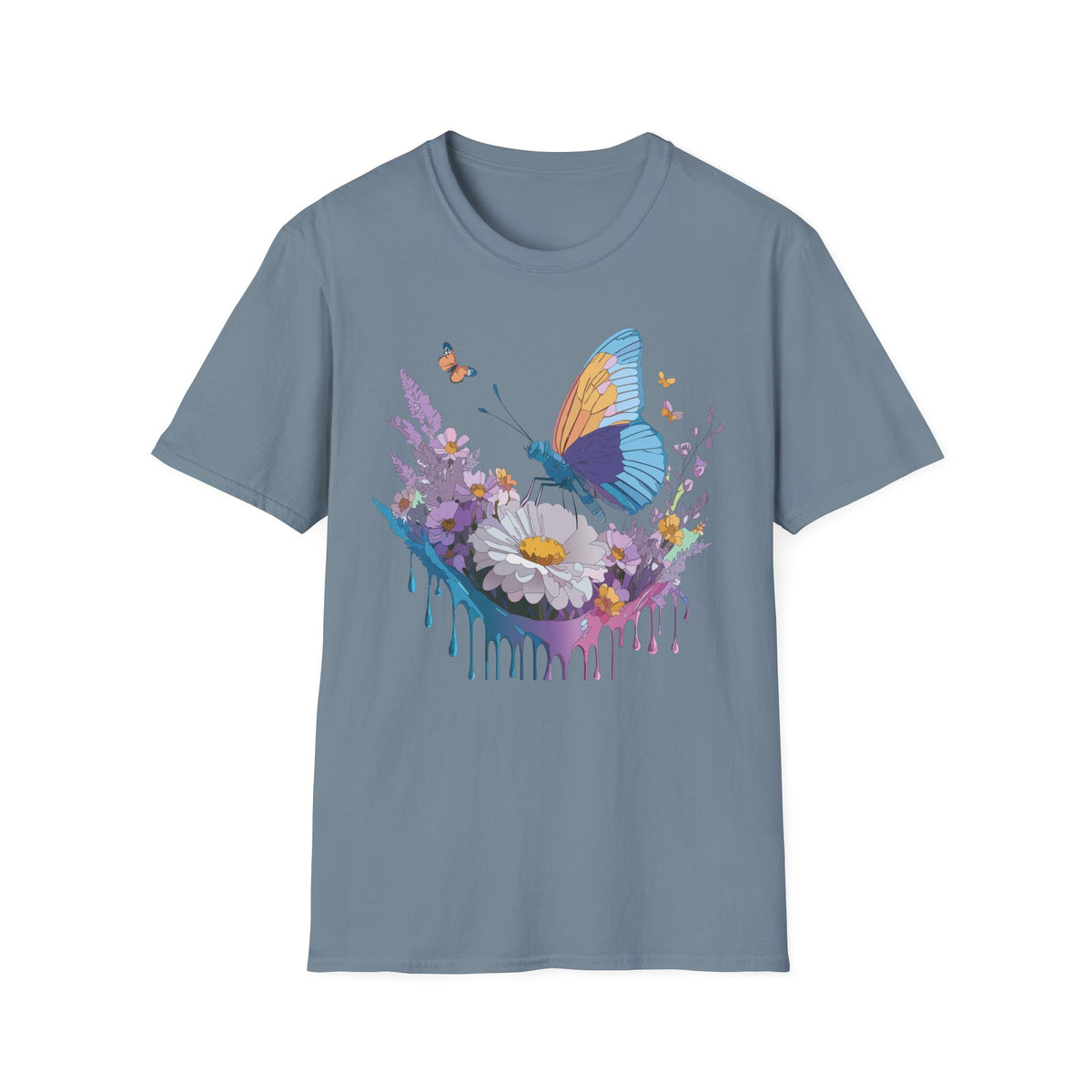 Butterfly and Wildflower Floral Graphic Tee Unisex 100 Cotton Gildan T-Shirt