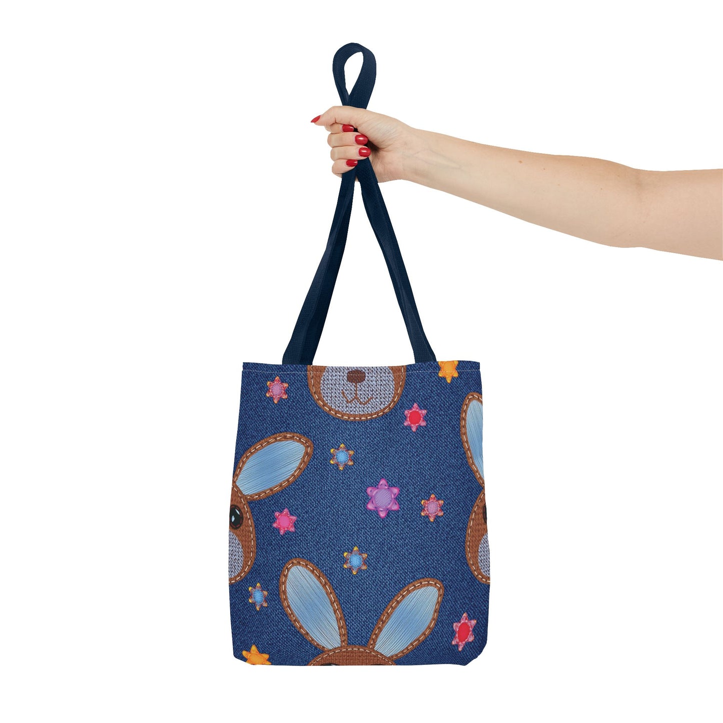 Denim Fabric Imitation Print Unisex Canvas Bag Poly Spun 3 Sizes Tote Bag 192-5