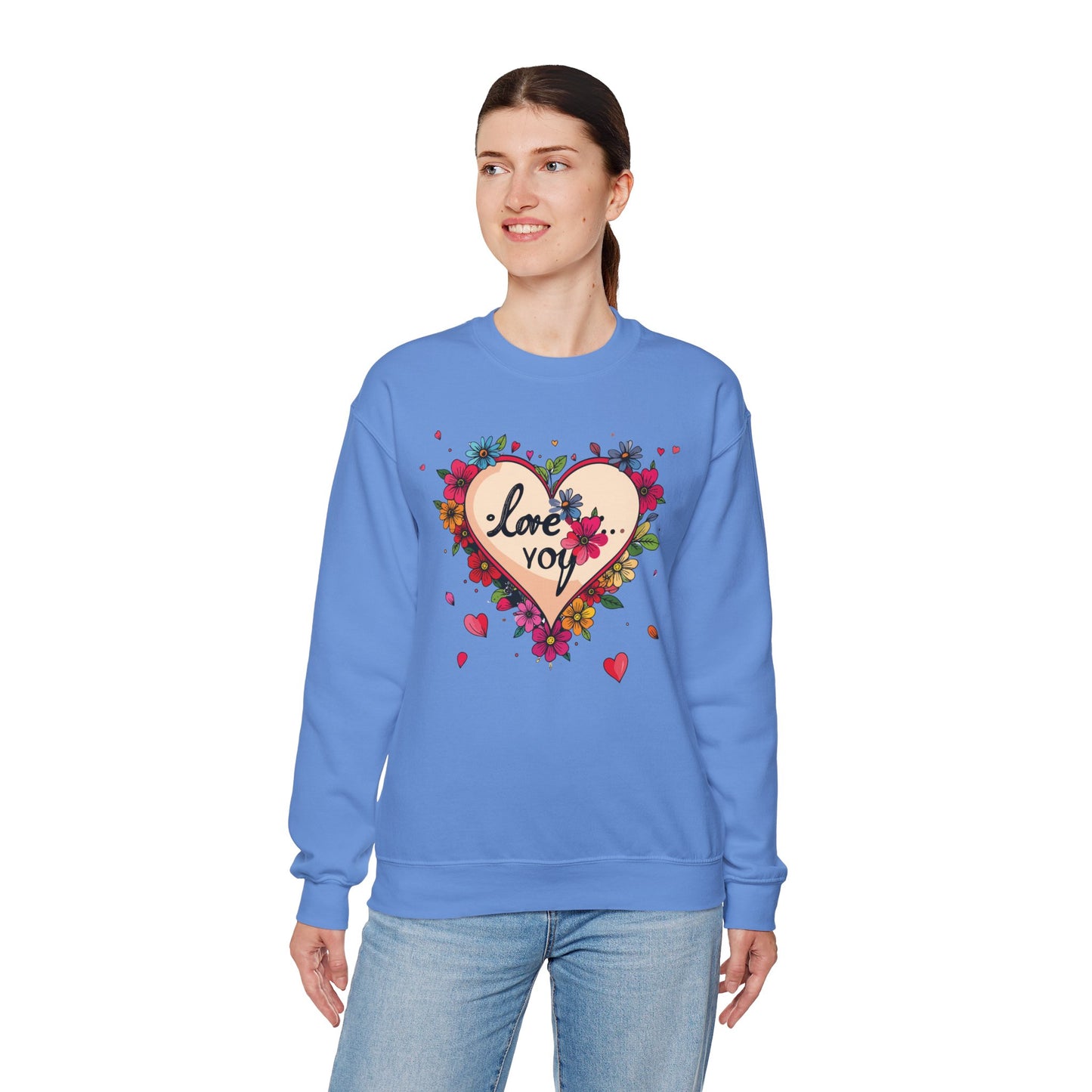 Big Heart Sweatshirt, Floral Heart Sweatshirt, Floral Love Sweatshirt, Valentine's Day Sweatshirt, Heart Floral Sweatshirt 109