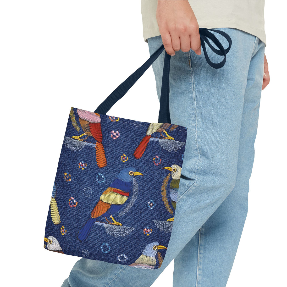 Denim Fabric Imitation Print Unisex Canvas Bag Poly Spun 3 Sizes Tote Bag 194-10