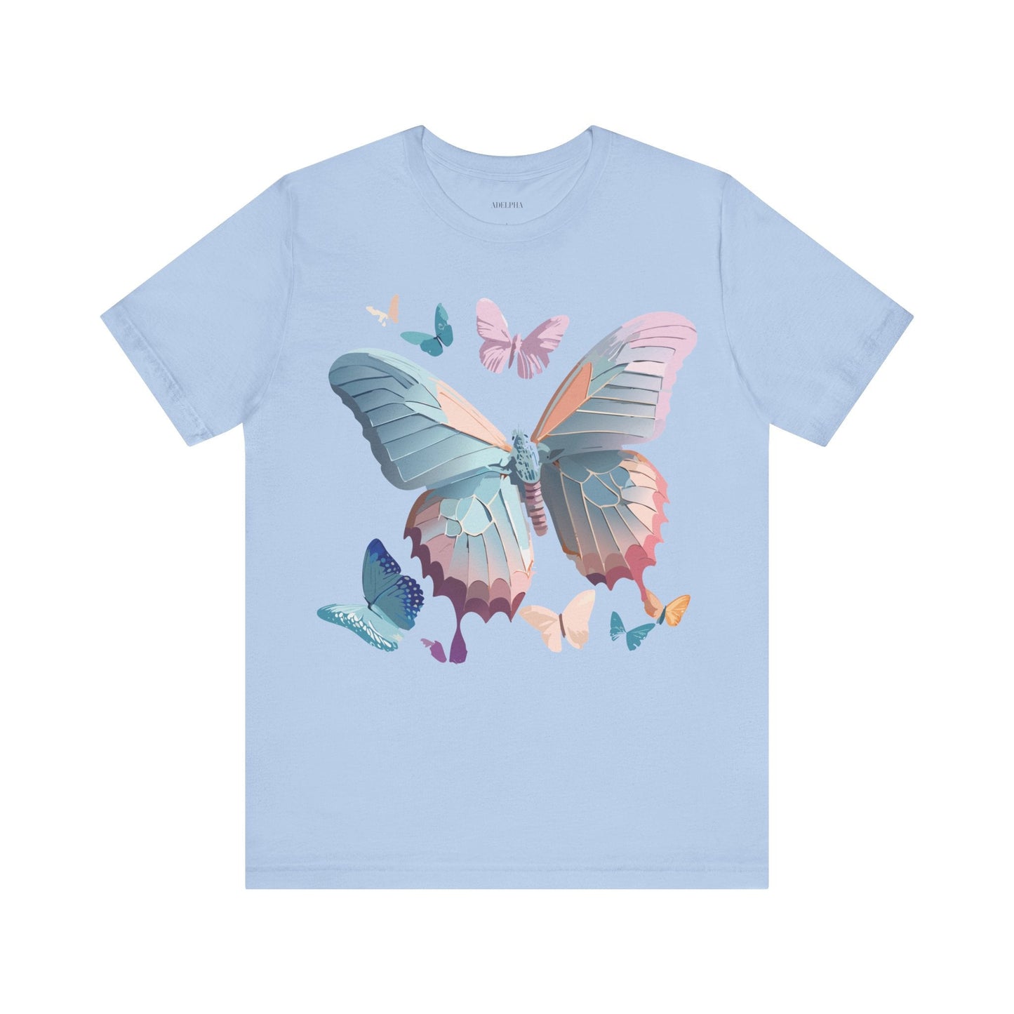 Butterfly Graphic Short Sleeve Tee Unisex Vintage Art Shirt By Adelpha