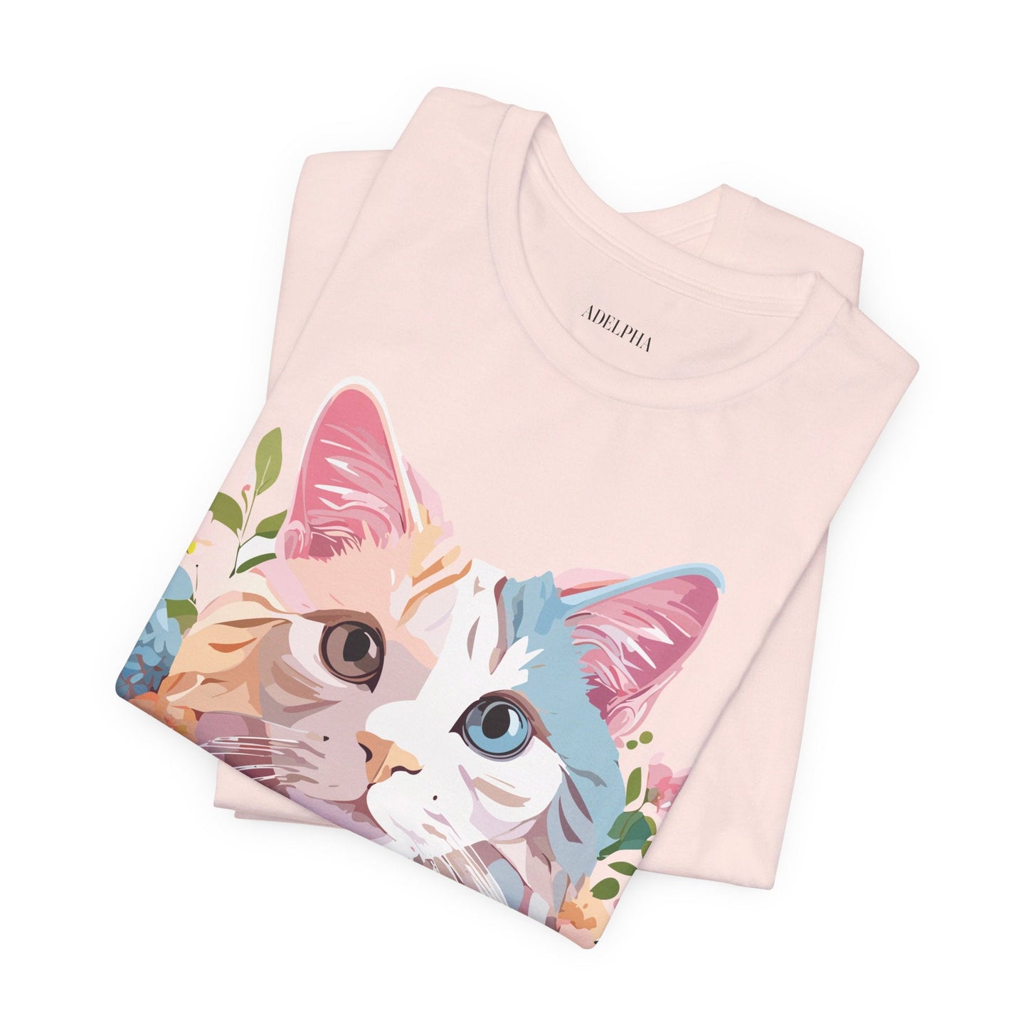 Cat Graphic Tee Unisex Short Sleeve Shirt With Adelpha Artwork