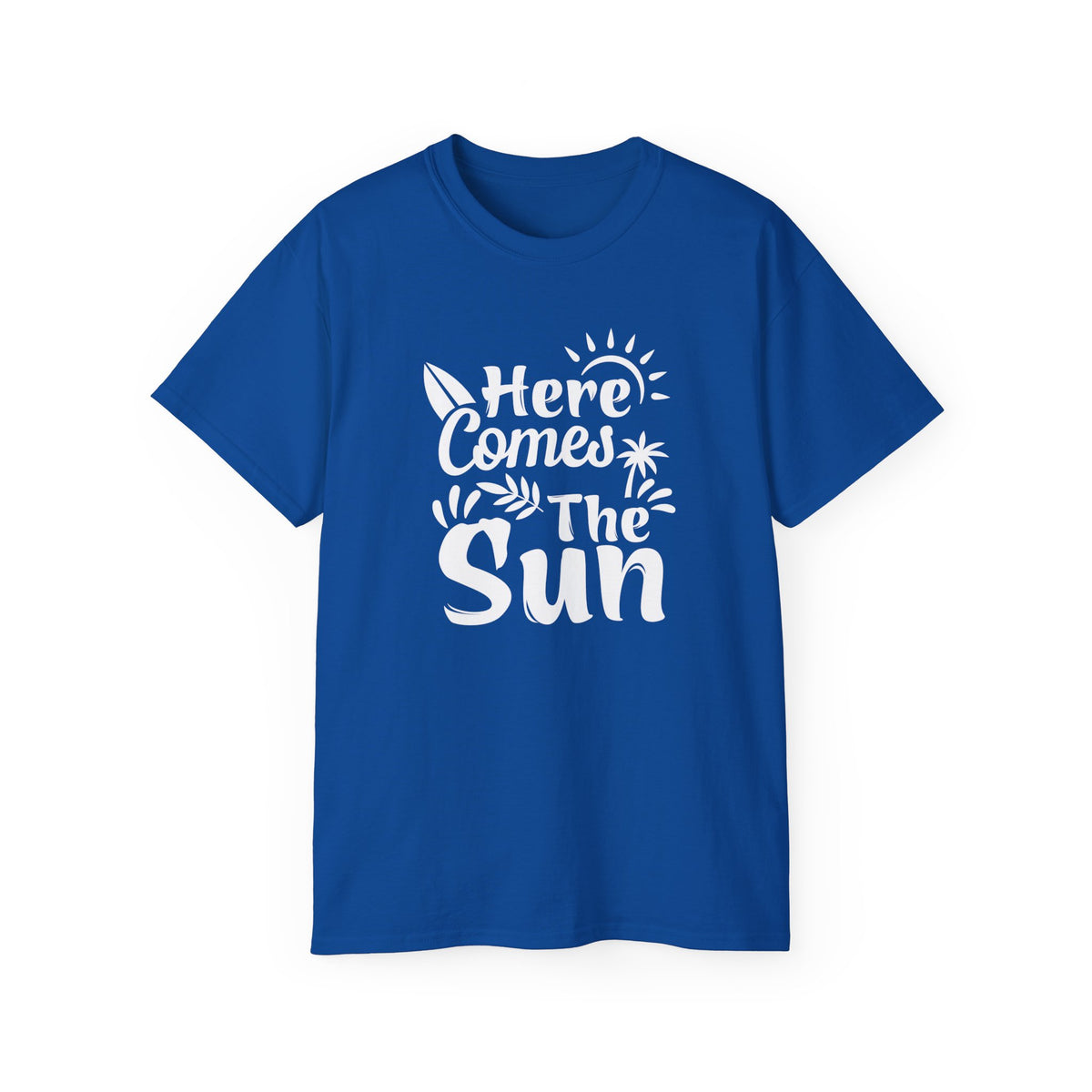 Here Comes The Sun T-Shirt | Surf Palm Tree Sunshine Graphic