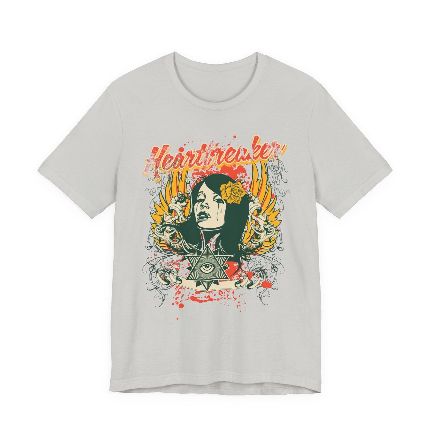 Heartbreaker Illustration Tee Retro Femme Portrait Floral Skull Graphic T-Shirt
