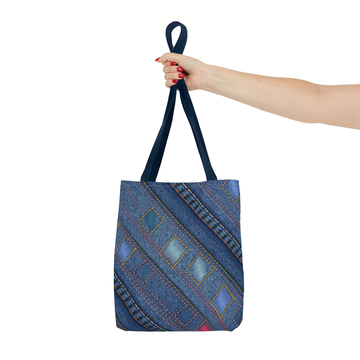 Denim Fabric Imitation Print Unisex Canvas Bag Poly Spun 3 Sizes Tote Bag 189-2