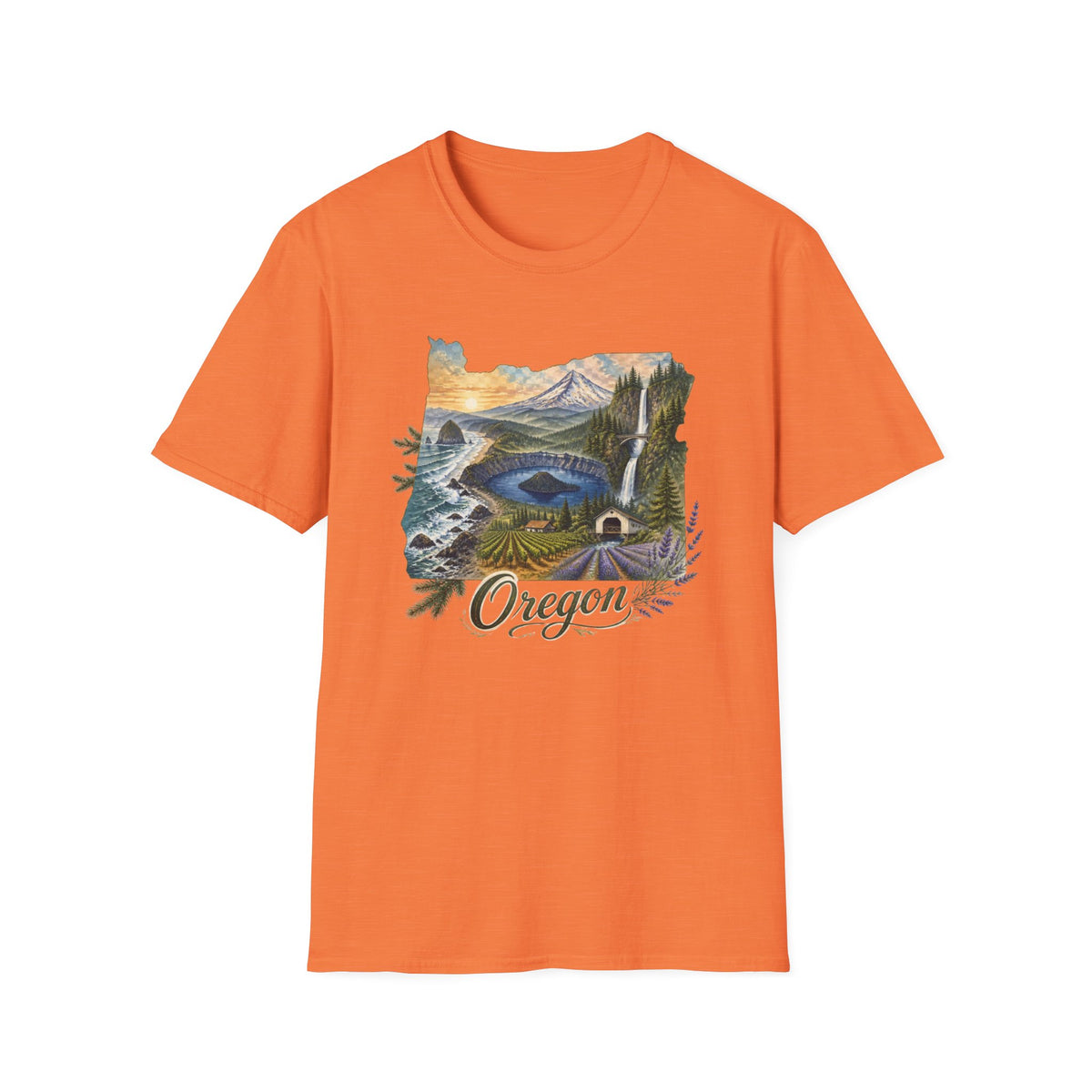 Oregon Crater Lake Mountains Travel Graphic Design Unisex 100 Cotton Gildan T-Shirt