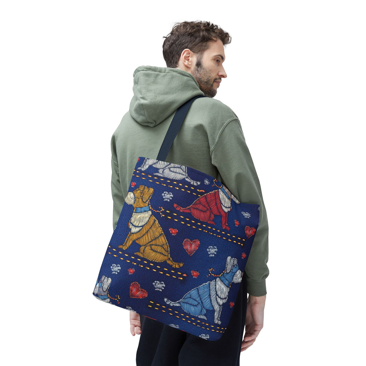Love Day Graphic Design Denim Fabric Imitation Print Unisex Canvas Bag POLY 3 Sizes Tote Bag 201-14