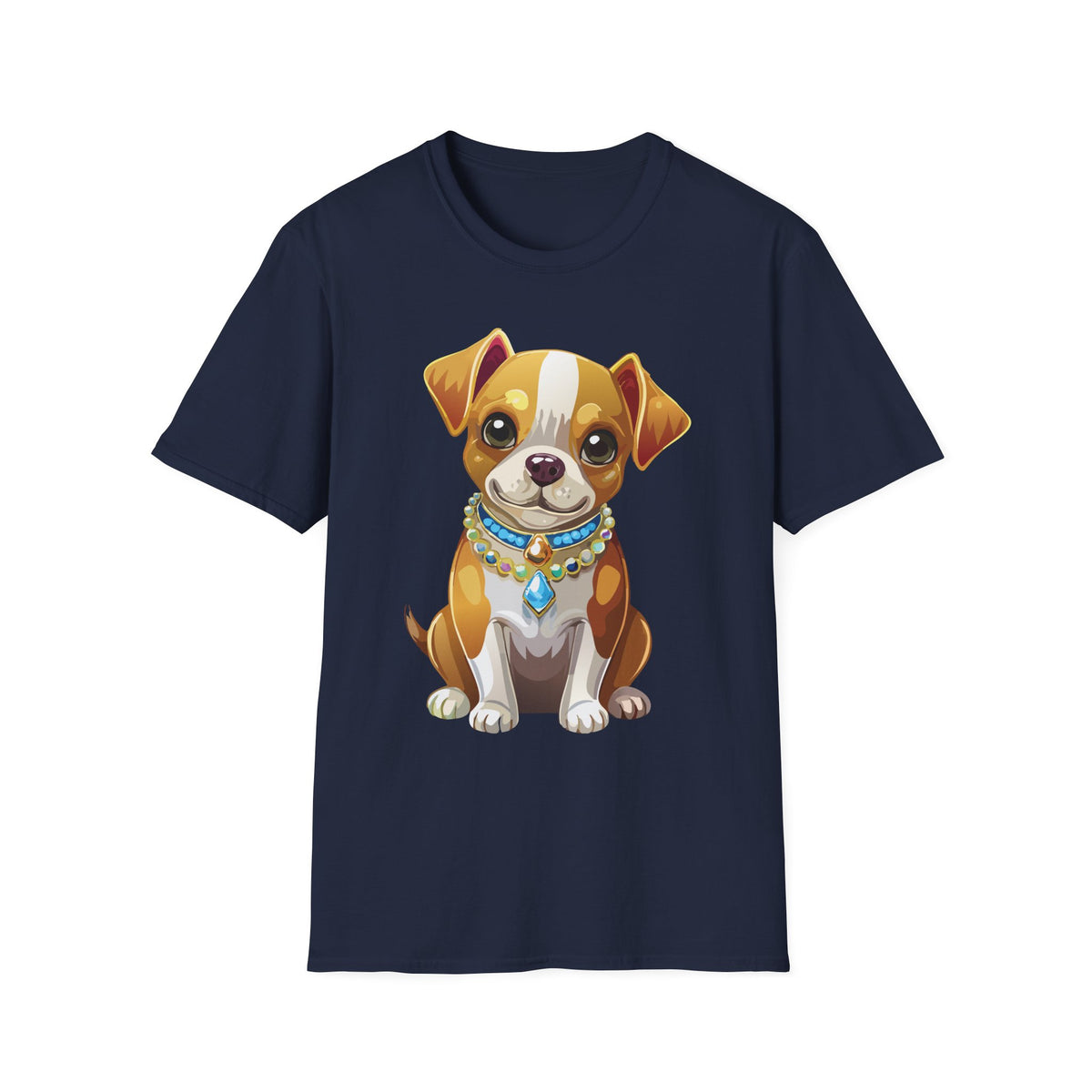 Cute Brown Puppy Illustration T-Shirt | Cartoon Dog Portrait, Pet Lover Tee