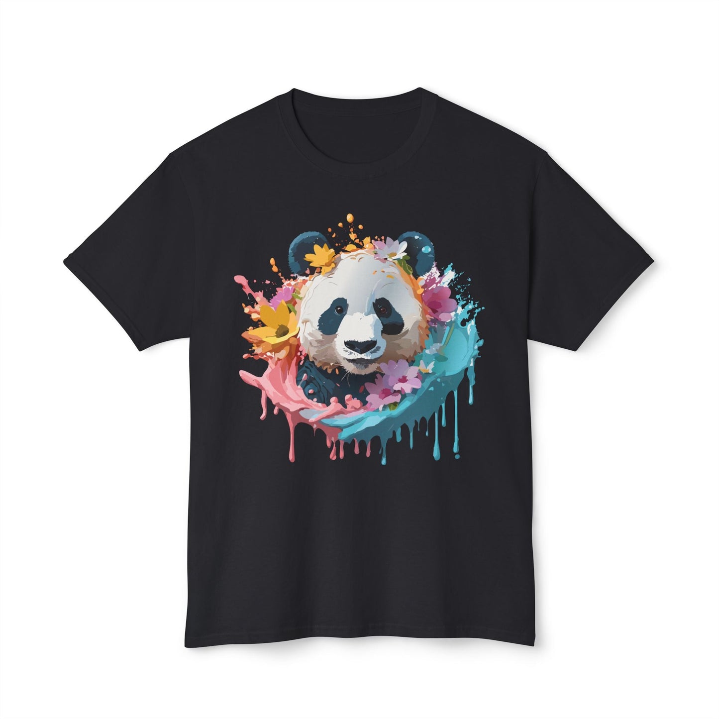 Unisex Panda T Shirt With Art Print Vintage Panda Floral Tees Panda Art Design Shirt USA Made