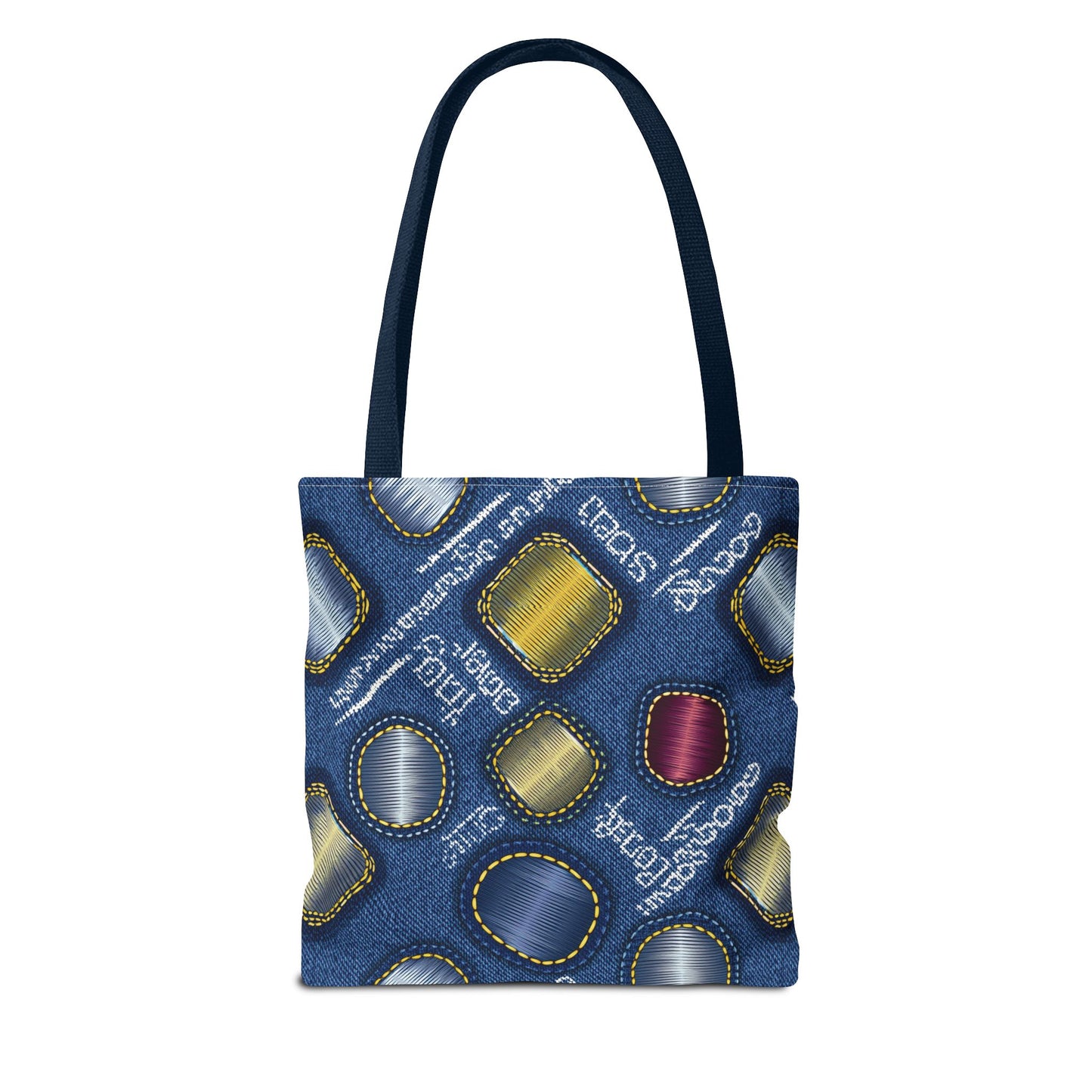 Denim Fabric Imitation Print Unisex Canvas Bag Poly Spun 3 Sizes Tote Bag 138