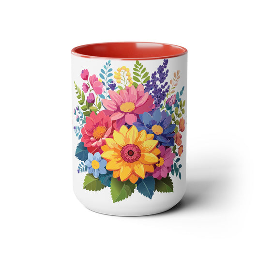 Two-Tone Coffee Mug with flowers