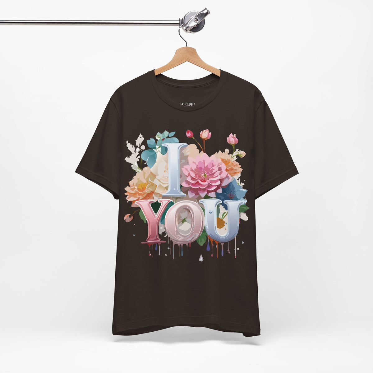 Valentine's Day Graphic Unisex Cotton Bella+Canvas Tee with Floral Art Design d113