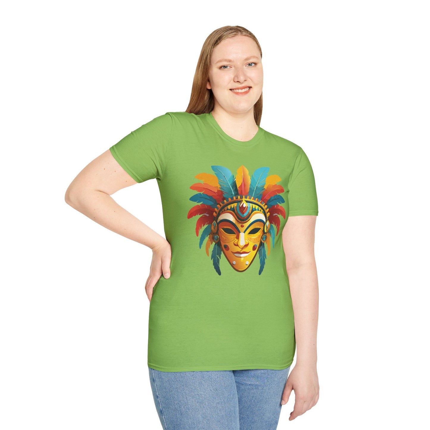 Mask Tee Shirt Unisex Masquerade Design Gildan Softstyle 100 Percent Cotton Tee for Everyday Comfort