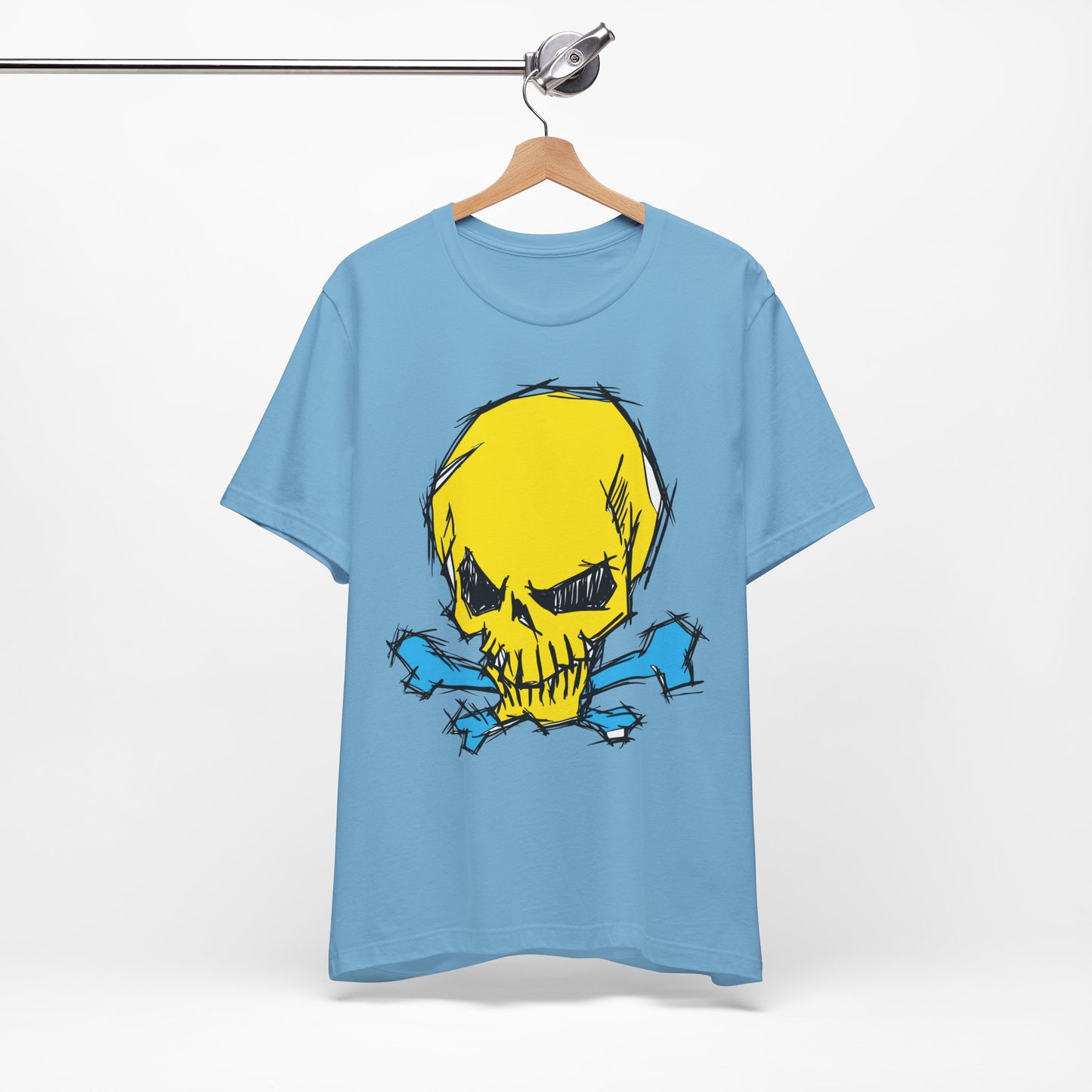 2-Yellow Skull Graphic Design Tee, Skull Shirt, Vintage Tees, Art Design T-Shirt, Vintage Graphic Tee, Art Shirts with Skulls