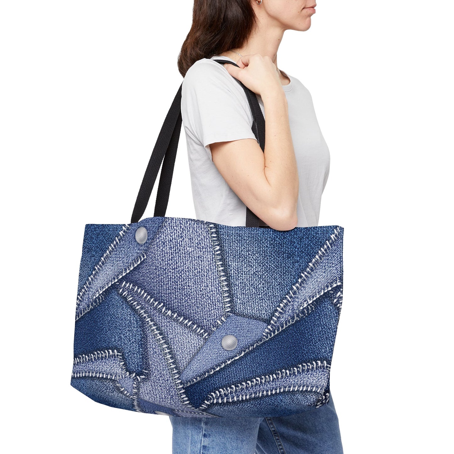 Denim Print Yoga Bag High-Quality 100% Spun Poly 24x13 Canvas Bag 88