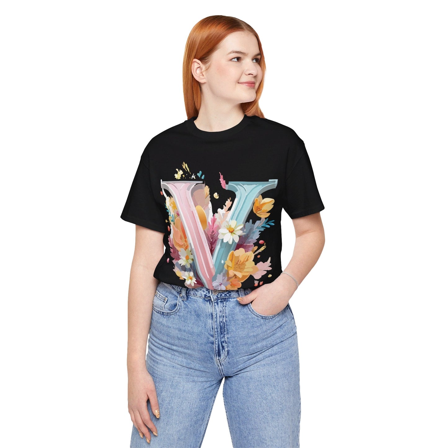 Letter V Graphic Tee Unisex Jersey Short Sleeve Vintage Inspired Artwork