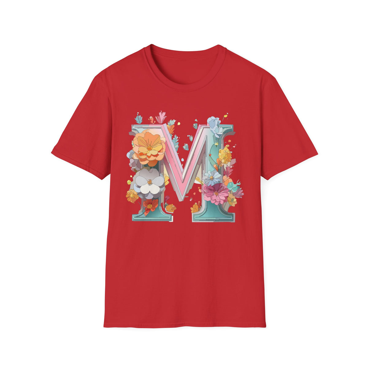 Floral Letter M Shirt | Monogram Initial Tee, Botanical Alphabet