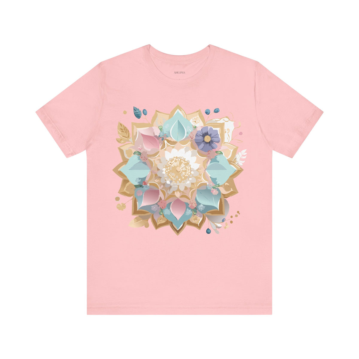 Mandala Graphic Unisex Cotton Bella+Canvas Tee with Floral Art Design d28