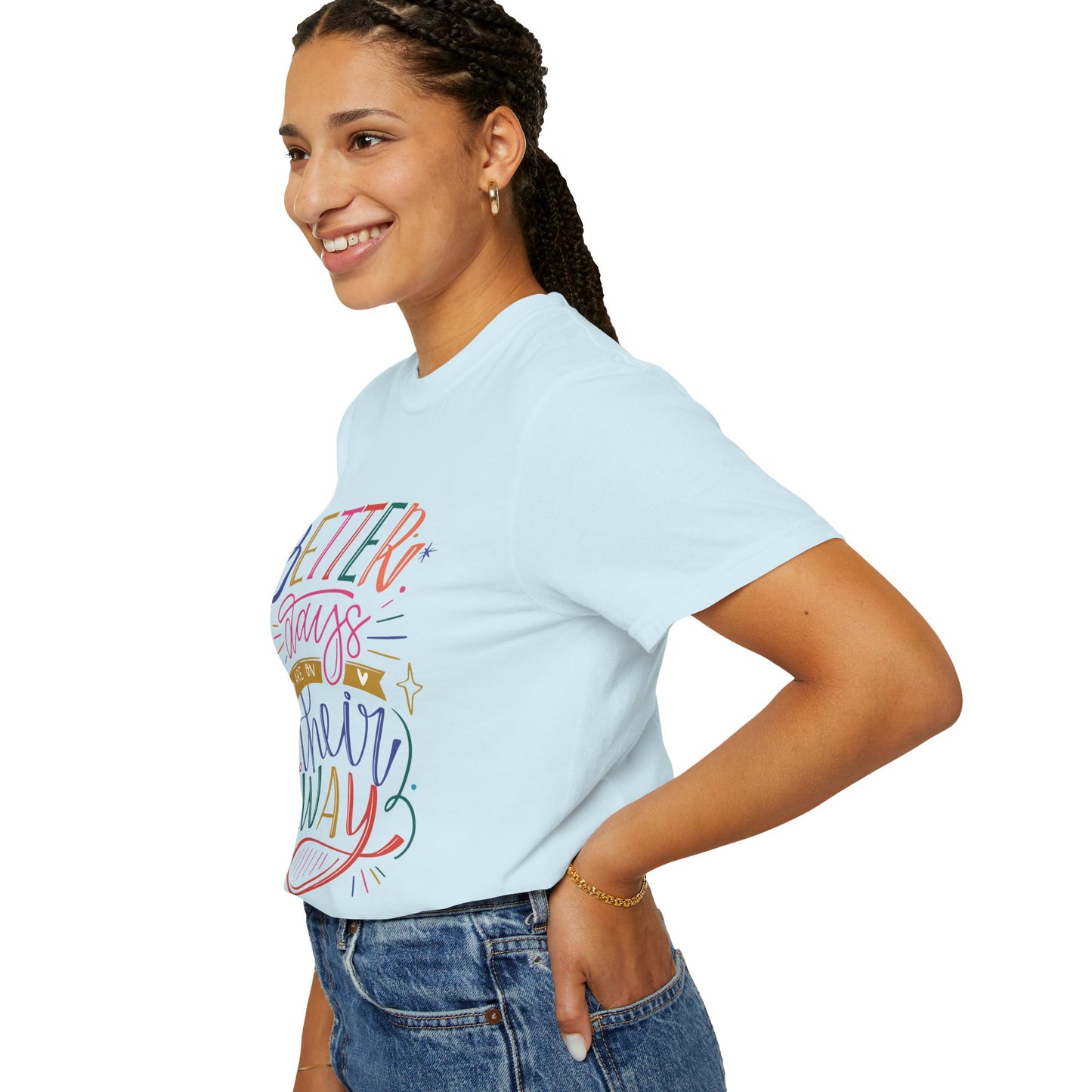 T-shirt unisexe avec design artistique et imprimé de citations positives