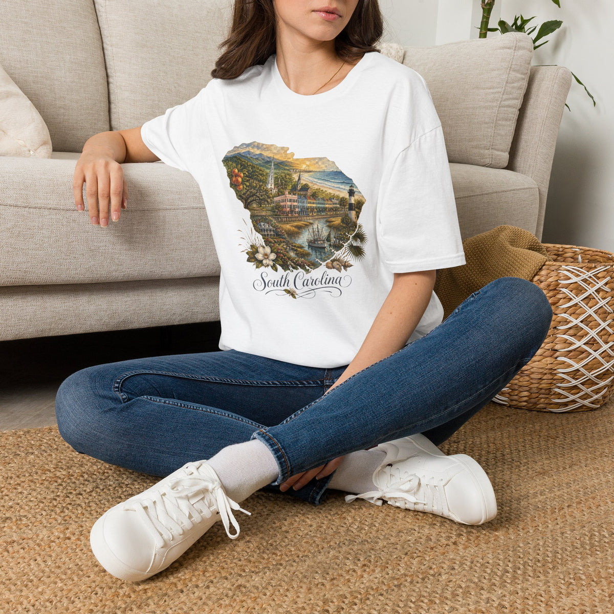 South Carolina State Travel Tourist Graphic Design Unisex 100 Cotton Gildan T-Shirt