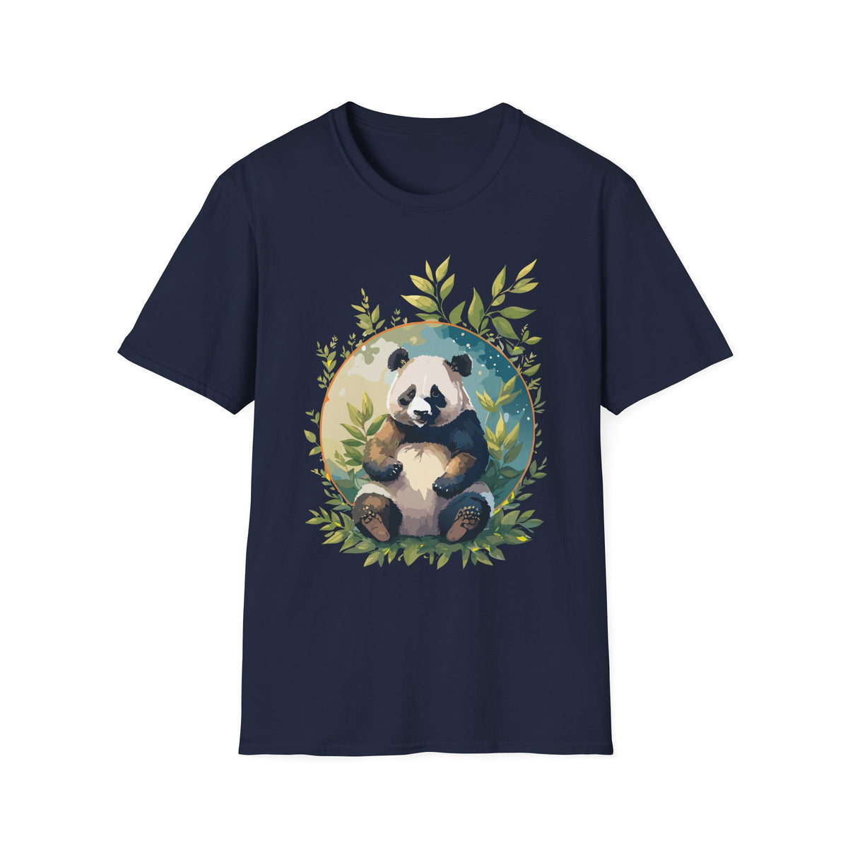 Panda with Leaves T-Shirt | Cute Panda Illustration Tee