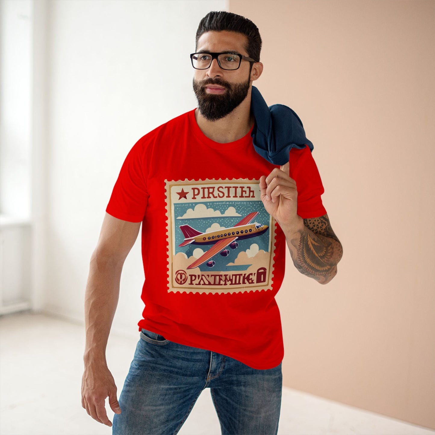 Postage Stamp Shirt Unisex Premium Cotton Tee PS44 Original Art Design Retro Collection
